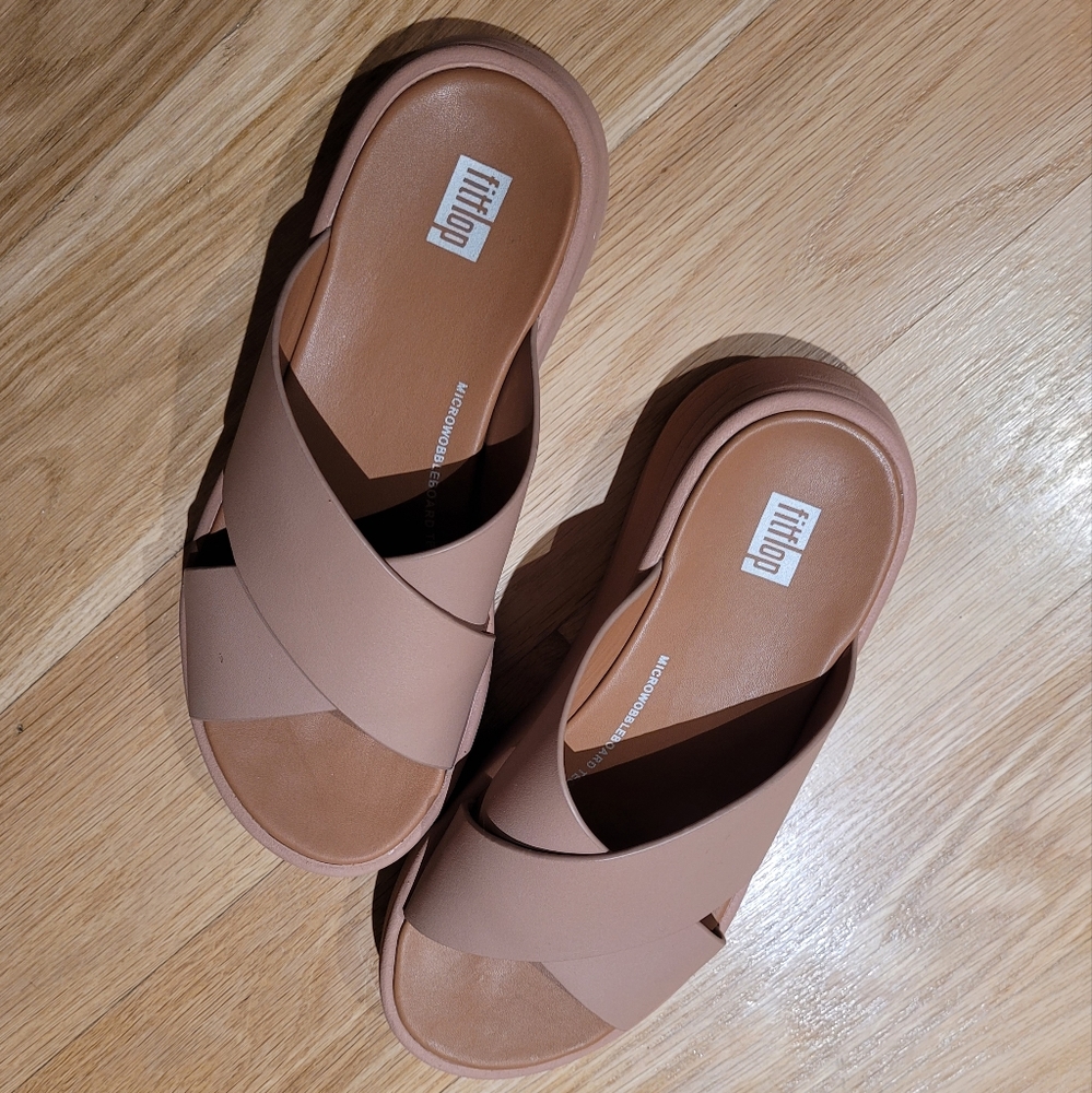 Fitflop F-mode platform slide sandal nude beige 5